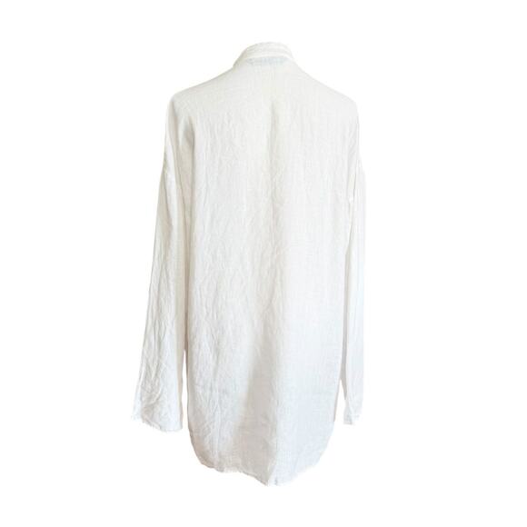 Zara Woman 100% Linen Button Front Tunic Oversized White Size M Made in Portugal - Picture 3 of 9